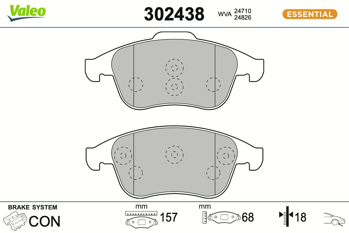 Jeu de 4 plaquettes de frein VALEO ref. 302438